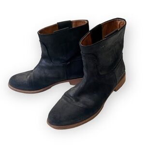 rag and bone Ankle boots,‎  Holly Ankle Boot, Black Waxy Suede,  Size 39.5